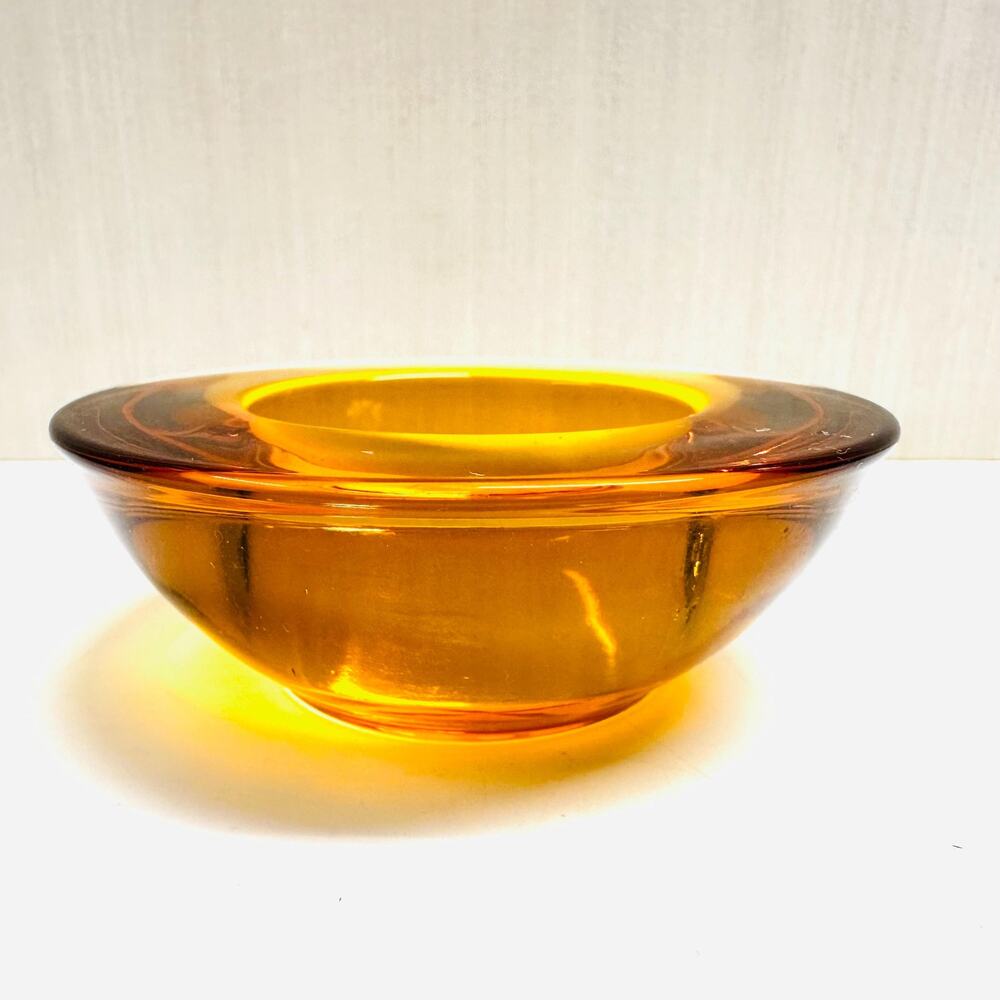Crate and Barrel Glass Amber TeaLight Tea Lite Tea Light Holder